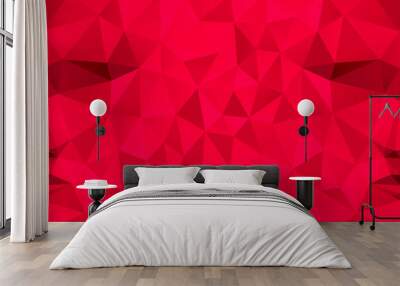 Polygonal abstract red face on a red background. Low poly design. Creative geometric vector illustration. More patterns in my abstract backg Wall mural