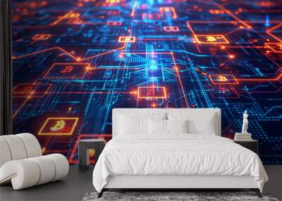 bitcoin layer 2 solutions: high-speed network for the future of finance. digital network for enhance Wall mural