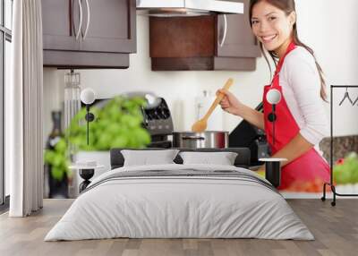 cooking woman in kitchen Wall mural