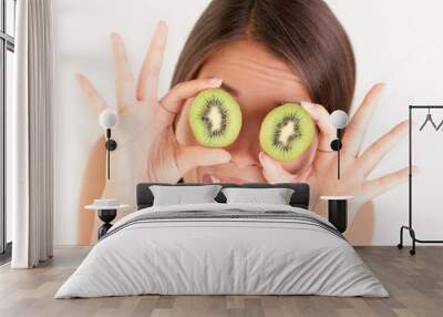 kiwi fruit woman fun Wall mural