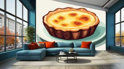 A Delicious Egg Tart on a Plate Wall mural