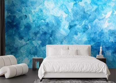 abstract azure light baby blue aqua watercolor paint flow texture pattern wallpaper background Wall mural