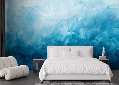 abstract azure light baby blue aqua watercolor paint flow texture pattern wallpaper background Wall mural