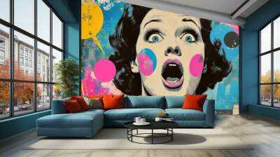 Pop Art Portrait with Abstract Background Wall mural