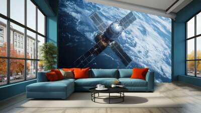 Satellite Orbiting Earth Wall mural