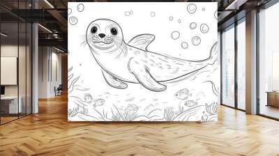 Seal Swimming in the Ocean Wall mural