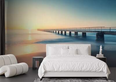 Serene Pier at Sunrise Wall mural