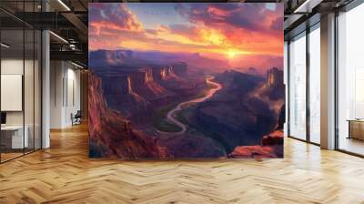 Sunset Over Canyon River Wall mural