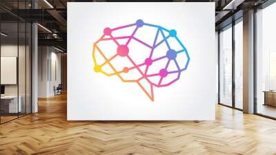 Flat line icons set of brain, brainstorming, idea, and creativity stock illustration Wall mural