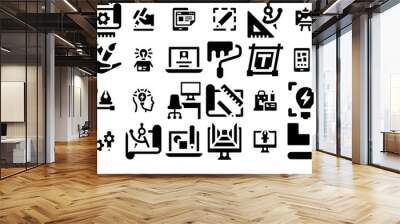 Set Of Linear Design Creativity Icons Silhouette Vector Logo Design Containing Creative,Graphic,Idea,Art,Design Vector Illustration Linear Pictogram Pack Wall mural