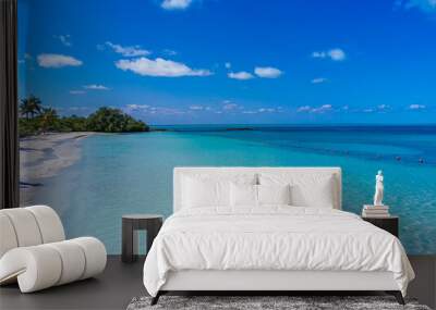 Beautiful tropical natural beach paradise panorama Contoy island Mexico. Wall mural