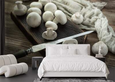 Fresh raw mushrooms. Wall mural