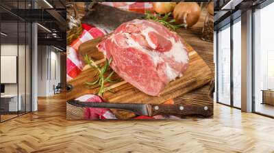 Raw pork shoulder. Wall mural