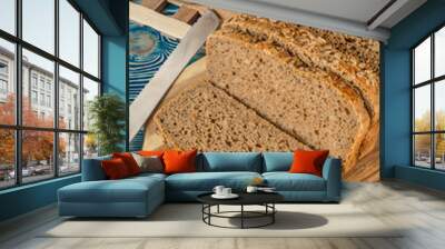 Sliced traditional wholemeal bread. Wall mural