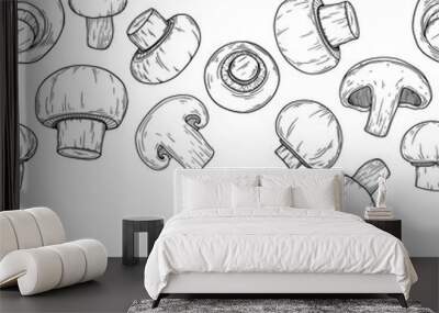 mushroom, champignon isolated on white background. vector illustration Wall mural