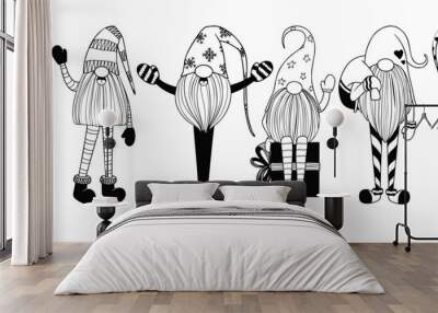 Scandinavian Christmas gnomes. Cute gnomes isolated on a white background. Wall mural