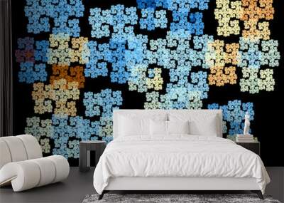 Abstract fractal design on black. Wall mural