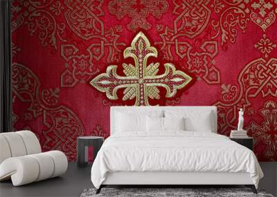 Red cloth with cross Wall mural