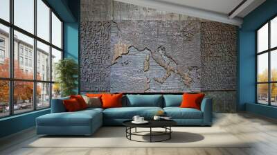 Ancient bas-relief with the map of Europe and the Mediterranean Wall mural