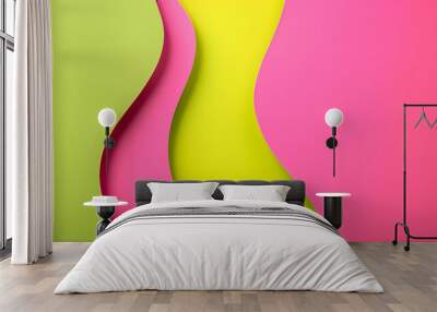 Fuchsia neon green pink vibrant shapeless flat abstract tech colorful background Wall mural