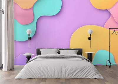 Light purple mint butter pastel shapeless flat abstract background with waves Wall mural