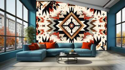 Native American Ethnic style abstract Navajo geometric tribal vector seamless pattern background Wall mural