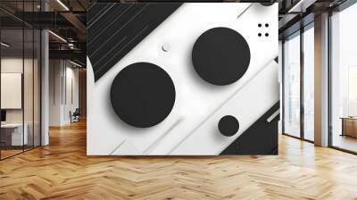 White black shapeless flat abstract technology business background with circles stripes cubes Wall mural