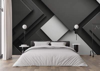 White black shapeless flat abstract technology business background with stripes cubes Wall mural