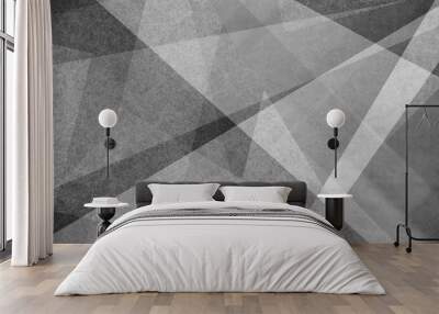 Abstract black and white background with geometric striped and triangle patterns. Elegant textured stripes shapes and angles in modern contemporary design. Wall mural