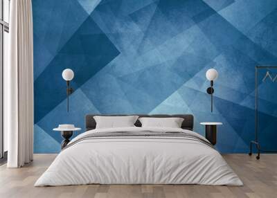 abstract blue background with triangles and rectangle shapes layered in contemporary modern art design Wall mural