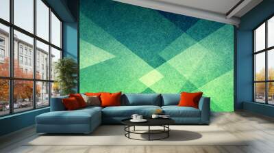 Abstract geometric background in green with texture, layers of triangle shapes in modern art style background design Wall mural