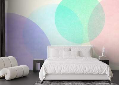 Abstract modern art background style design with circles and spots in colorful pink, blue, yellow, green, and purple on light beige or white background Wall mural