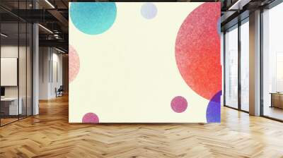 Abstract modern art background style design with circles and spots in colorful pink, blue, yellow, red, green, and purple on light beige or white background Wall mural