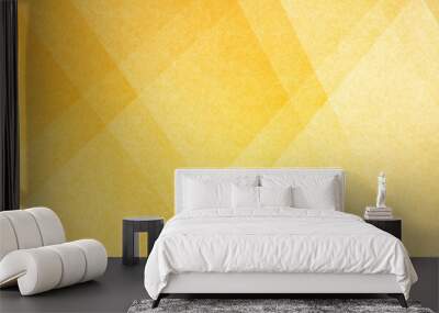 Abstract modern background in yellow colors and contemporary triangle square and block shapes layered in random geometric fan art pattern with fine texture Wall mural