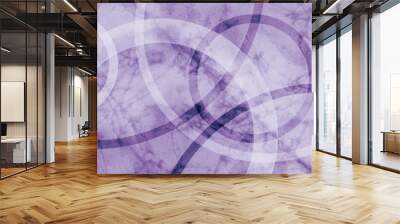 abstract purple background with old vintage grunge texture and modern circle design elements layered in white rings, pastel lavender color paper Wall mural