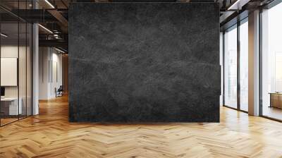 black texture background, old black crumpled paper in textured vintage design, elegant solid dark charcoal gray color with white creases Wall mural