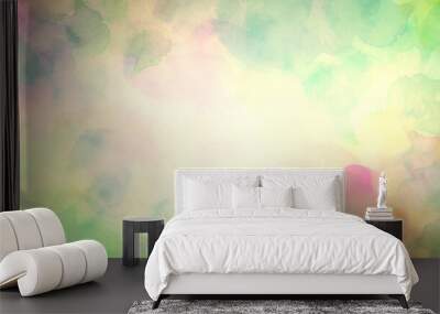 colorful watercolor background in green blue pink and yellow spring or Easter colors, abstract sunny bright bokeh blur design  Wall mural