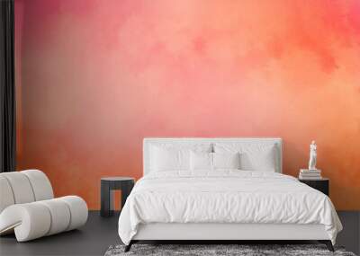 Colorful watercolor background of abstract sunset sky with puffy clouds in bright rainbow colors of orange pink yellow and purple Wall mural