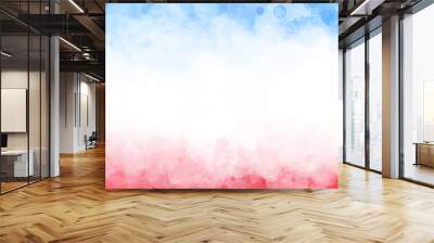 July 4th background, red white and blue colors with soft faded watercolor border texture design and blank white center, veteran's day or memorial day patriotic color background Wall mural