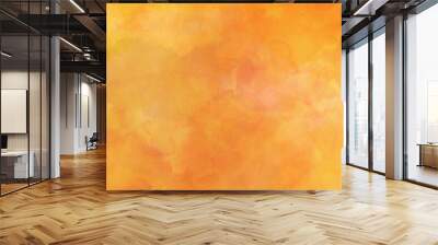 Orange background, hot yellow and orange marbled watercolor texture design, autumn fall or Halloween colors in light old distressed grunge texture Wall mural