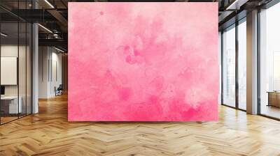 Pink watercolor background painting with abstract fringe and bleed paint drips and drops, painted paper texture design Wall mural