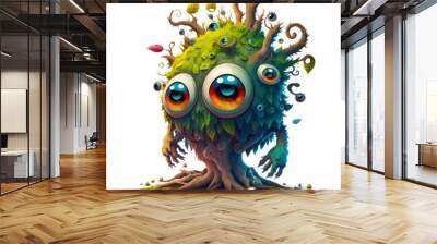 Cartoon Fantasy Tree Forest Monster Standing,Wood Body Painting and Leaf Headed Wood Monster fairy tale character,Very Cool,Can Be Used For Various Kinds Of Printables Wall mural