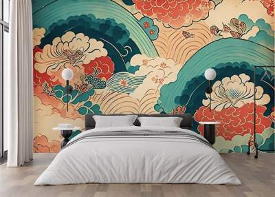 japanese art pattern Illustration Wall mural