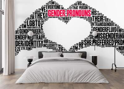 Gender Pronouns Word Cloud on a white background.  Wall mural