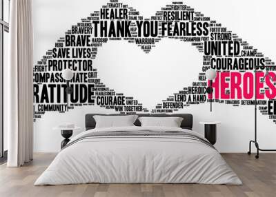 Heroes Word Cloud on a white background.  Wall mural