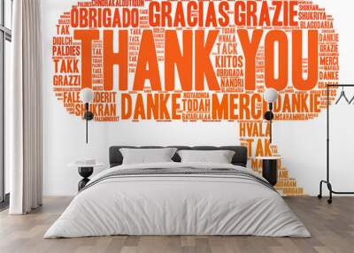 International Thank You word cloud. Each word used in this word cloud is another language's version of the word Thank You. Wall mural