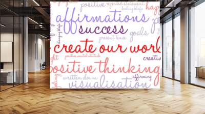 We Create Our World word cloud on a white background.  Wall mural