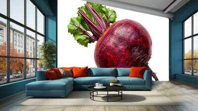 Beetroot with green leaves isolated on a transparent background. Wall mural