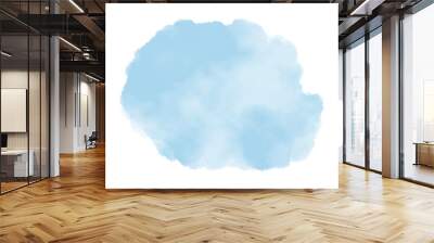 Blue watercolor wash with soft edges and hazy texture on transparent background Wall mural