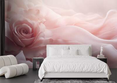 Rose flower on a draped soft pink silk fabric.
 Wall mural